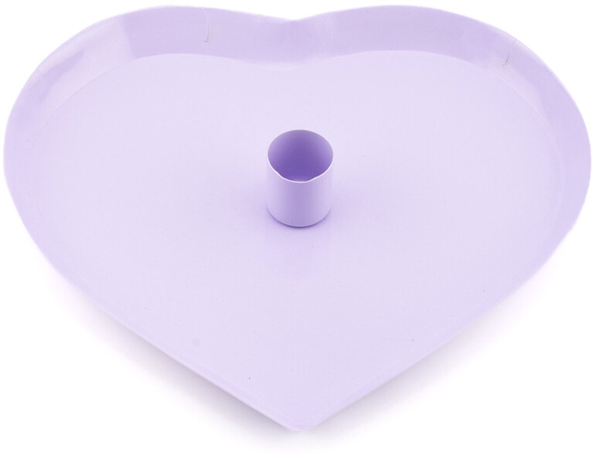Kaarsenstandaard hart lila 20cm