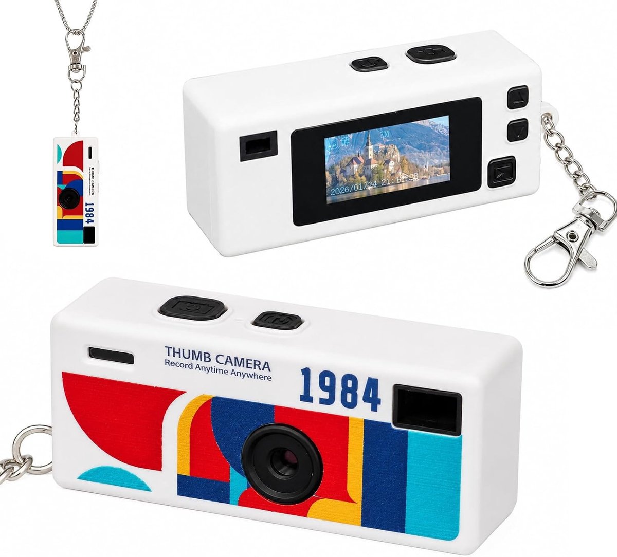 Mini Digitale Camera - Wit - Compact - Sleutelhanger met HD-opnamefunctie - Voor Reizigers en Gadgetliefhebbers
