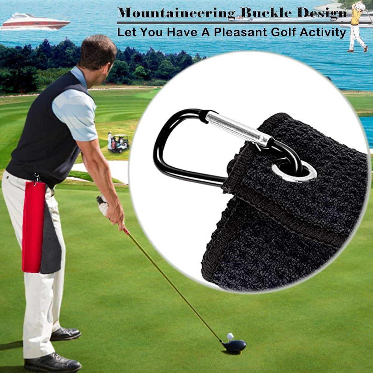 Golfhanddoeken - Rood - 60 x 40 cm - Microvezel met Wafelpatroon - Voor Heren