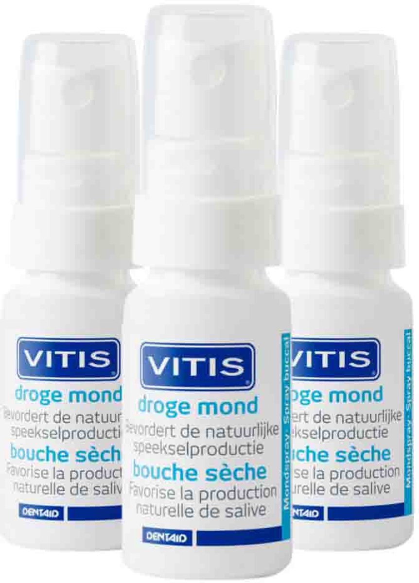 Vitis Droge Mond Mondspray - 3 x 15 ml - Voordeelverpakking