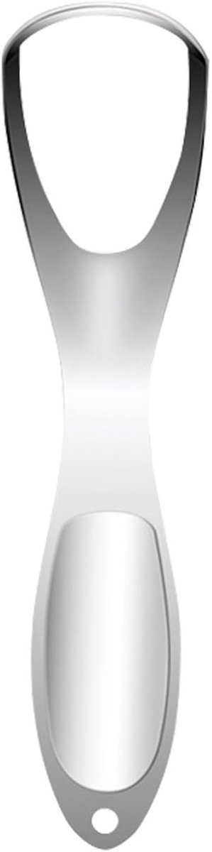 Tong Schraper - Ademverzorging Hulpmiddel - Frisse Adem - Roestvrij Staal - 14.5 cm - Zilver
