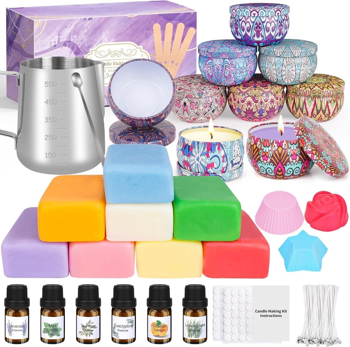 Kaarsenmaakset - Multicolor - 62 g - Sojawas met Etherische Oliën - Voor Volwassenen en Beginners