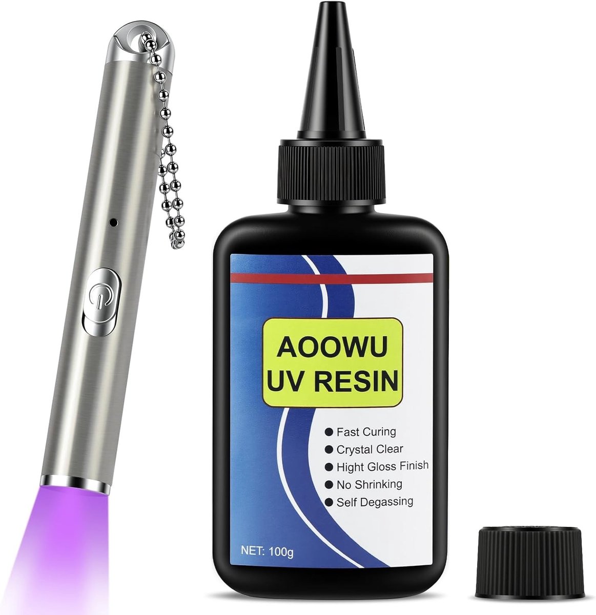 UV Resin Set 100 g Professionele UV Lijm met Torch 395nm voor Transparante Hardening van Sieraden, Glas, Plastic en Acryl Reparatie