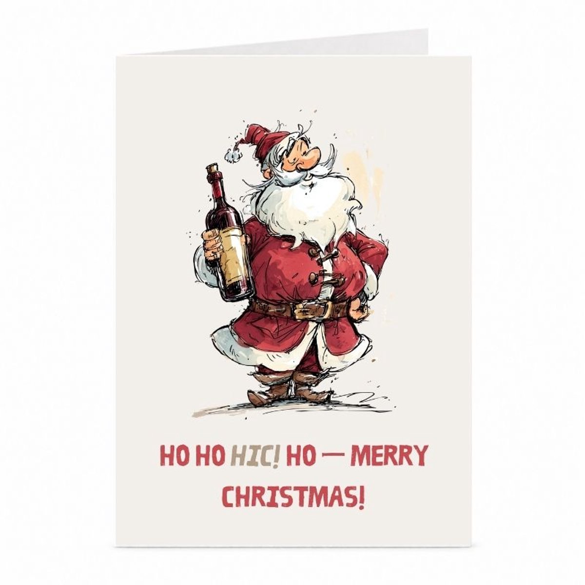 Kerstman met wijn - Kerstkaart - JustTheCardGuy - A6 met envelop
