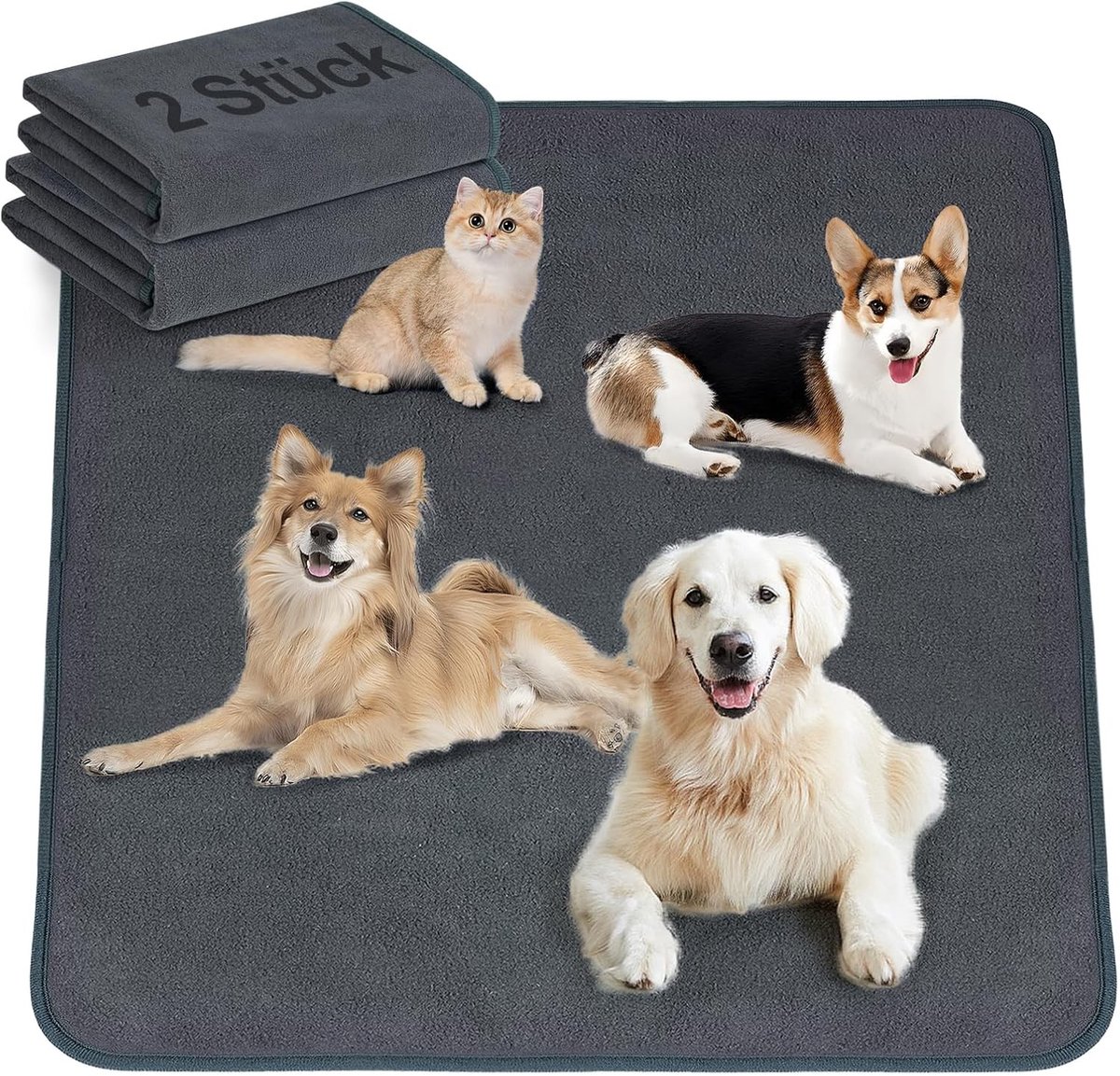 Set van 2 Herbruikbare Puppy Pads 104 x 104 cm - Absorberende Incontinentie Matten, Sneldrogend en Lekvrij voor Honden en Kleine Huisdieren