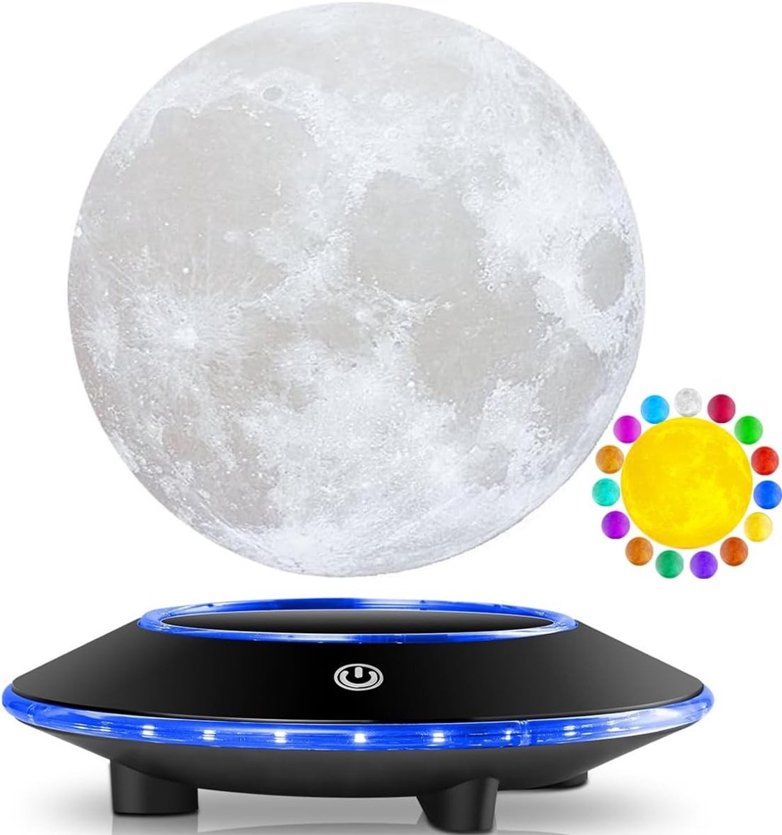 Maanlamp - Gradient Geel en Wit - 15 cm - Magnetische Levitatie met 16 Kleuren - Voor Thuis en Kantoor