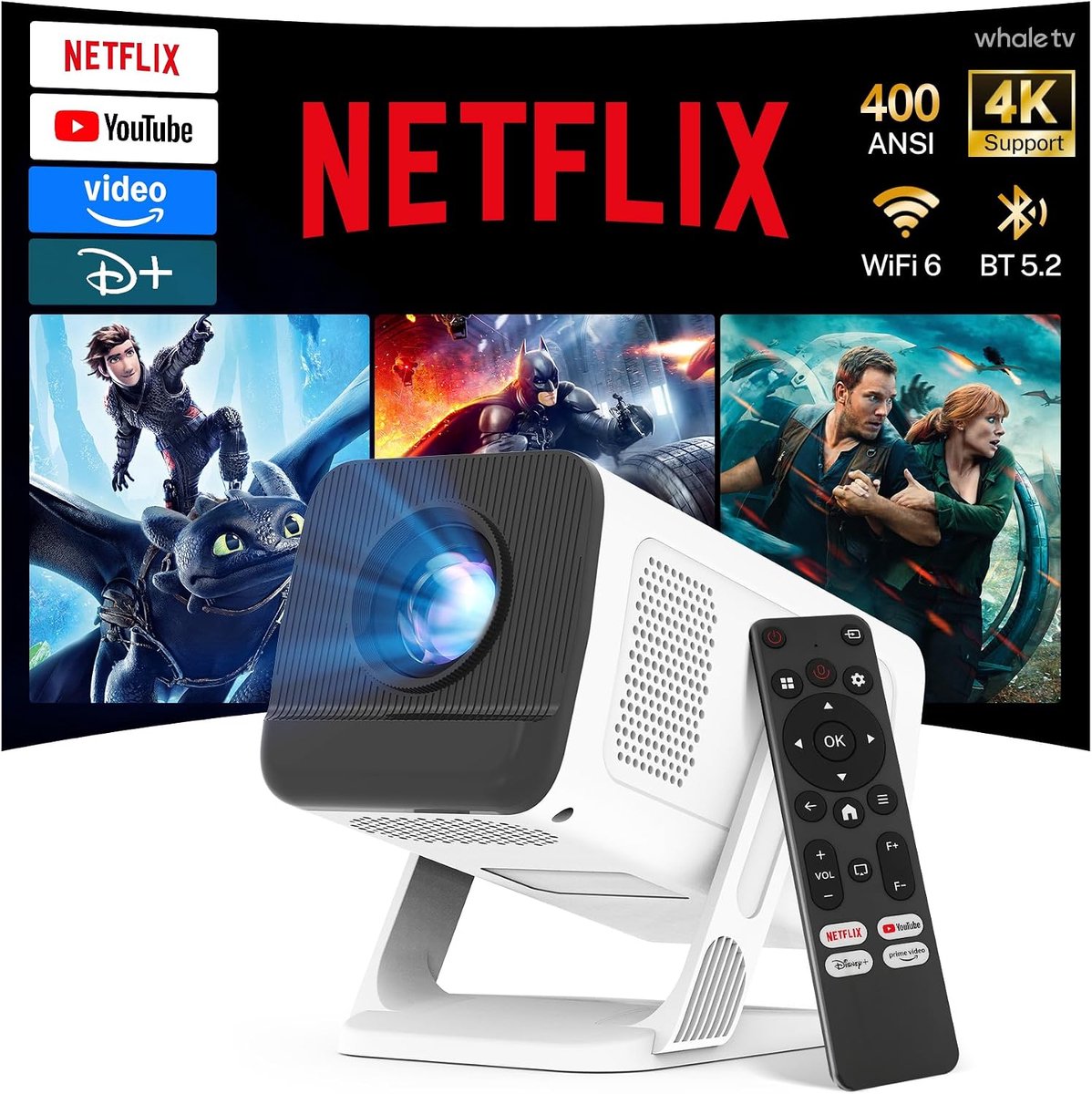 Netflix-compatibel: mini-projector Android 13, ondersteunt 4K 1080p - ShopVlot