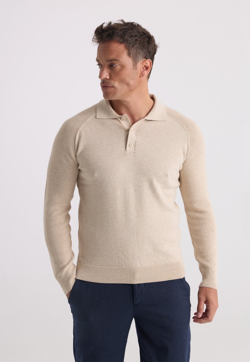Felix Hardy Trui Met Polokraag - 100% Katoen Heren Beige - L