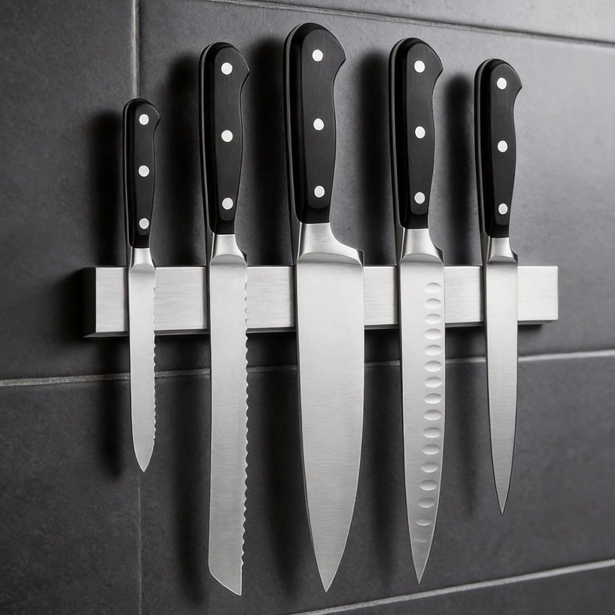 Magnetische Messenhouder - Roestvrij Staal - 30 cm - Wandmontage zonder Boren - Voor Keuken en Huishouden