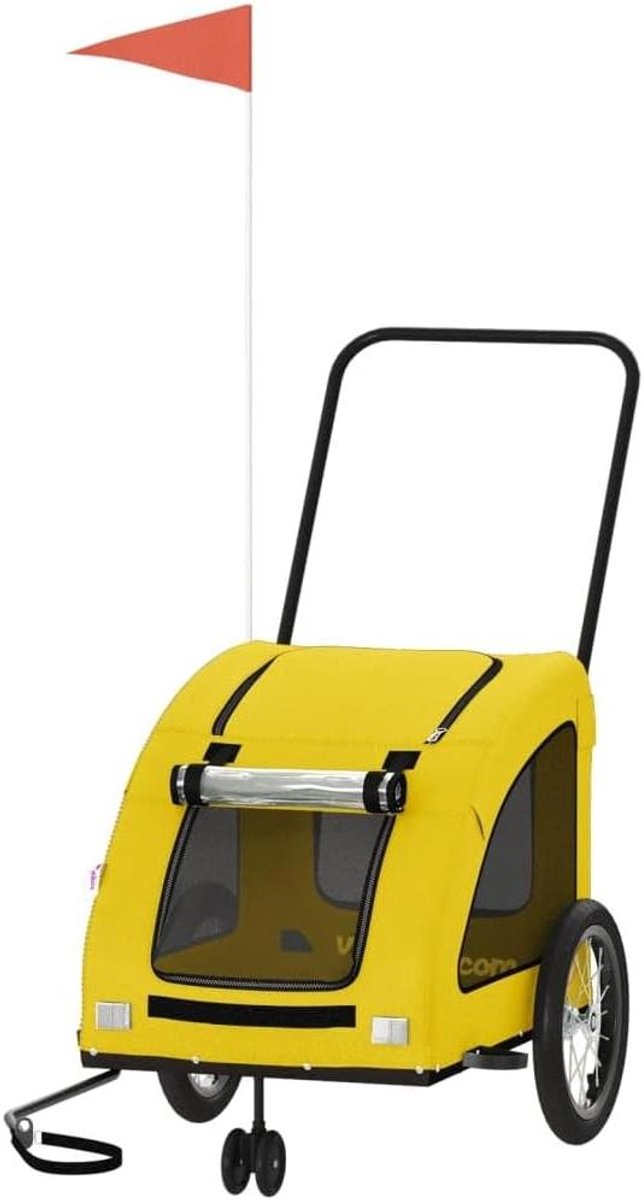 Fietskar Hond - Hondenkar Buggy - Comfortabel Vervoer - Waterdichte Oxfordstof - 63.5 x 124.5 cm - Geel