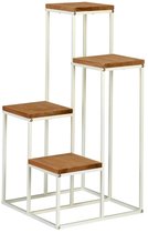 Plantenstandaard Metaal 4 Niveaus 69 cm - Plantenrek voor Bloempotten - Wit