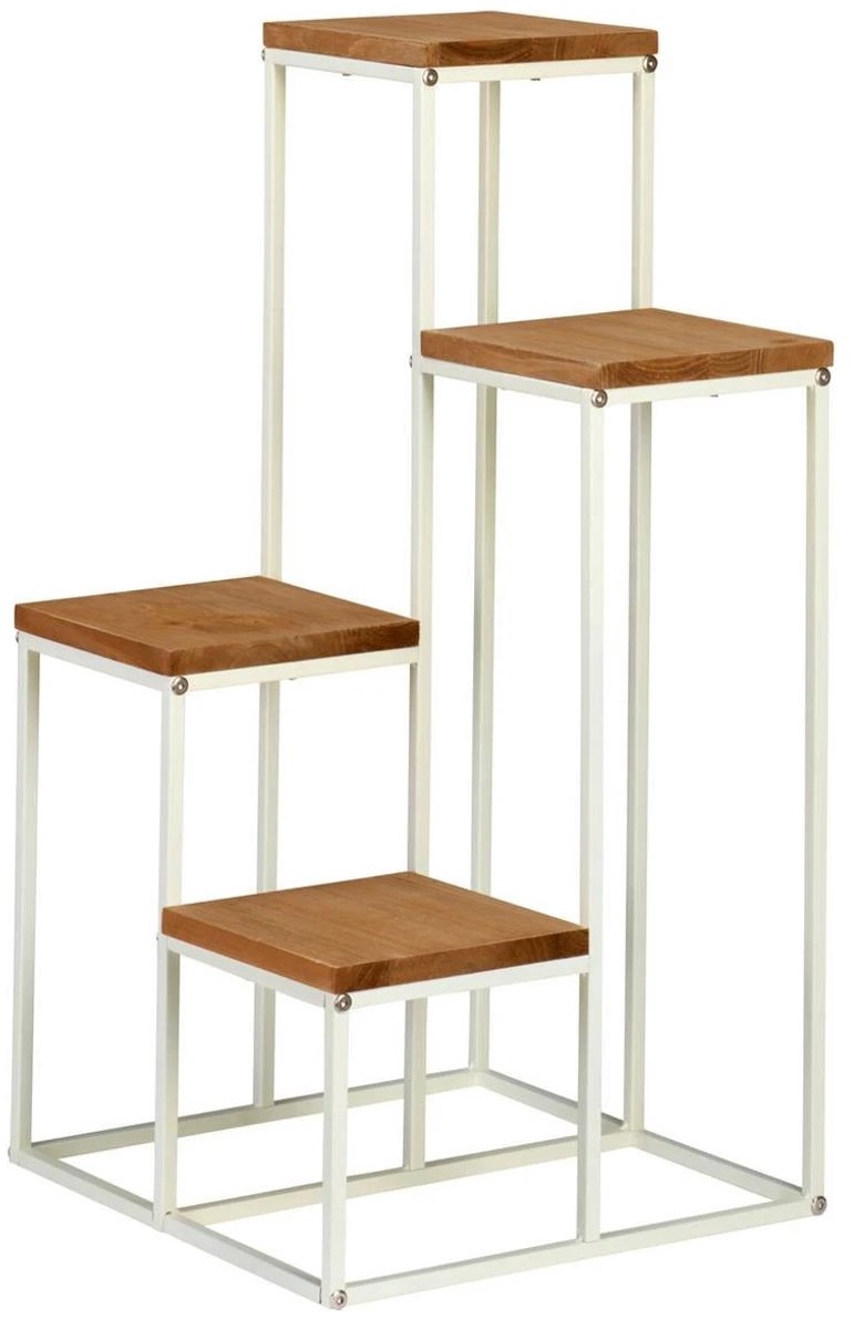 Plantenstandaard Metaal 4 Niveaus 69 cm - Plantenrek voor Bloempotten - Wit