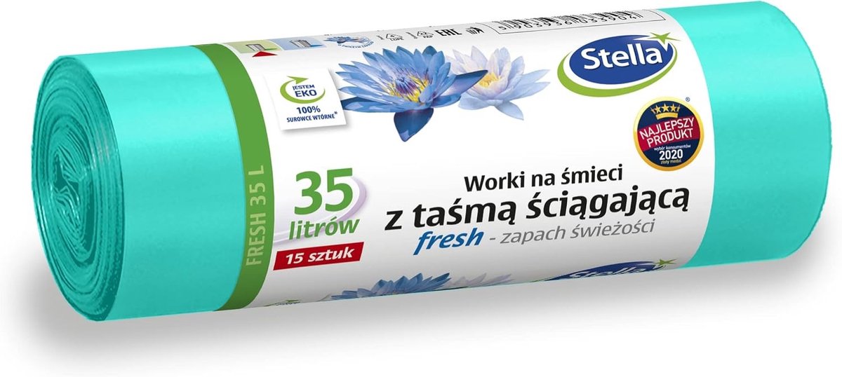 Afvalzakken met Trekband - Transparant - 35 Liter - Gerecycled Folie - Voor Huishoudelijk Gebruik