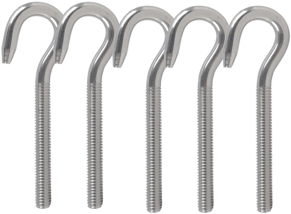 Huruirui 5stuks Schroef met Oog M10 Haakschroef van Roestvrij Staal 304 A2-70 Draadschroef Haakschroef voor - ShopVlot