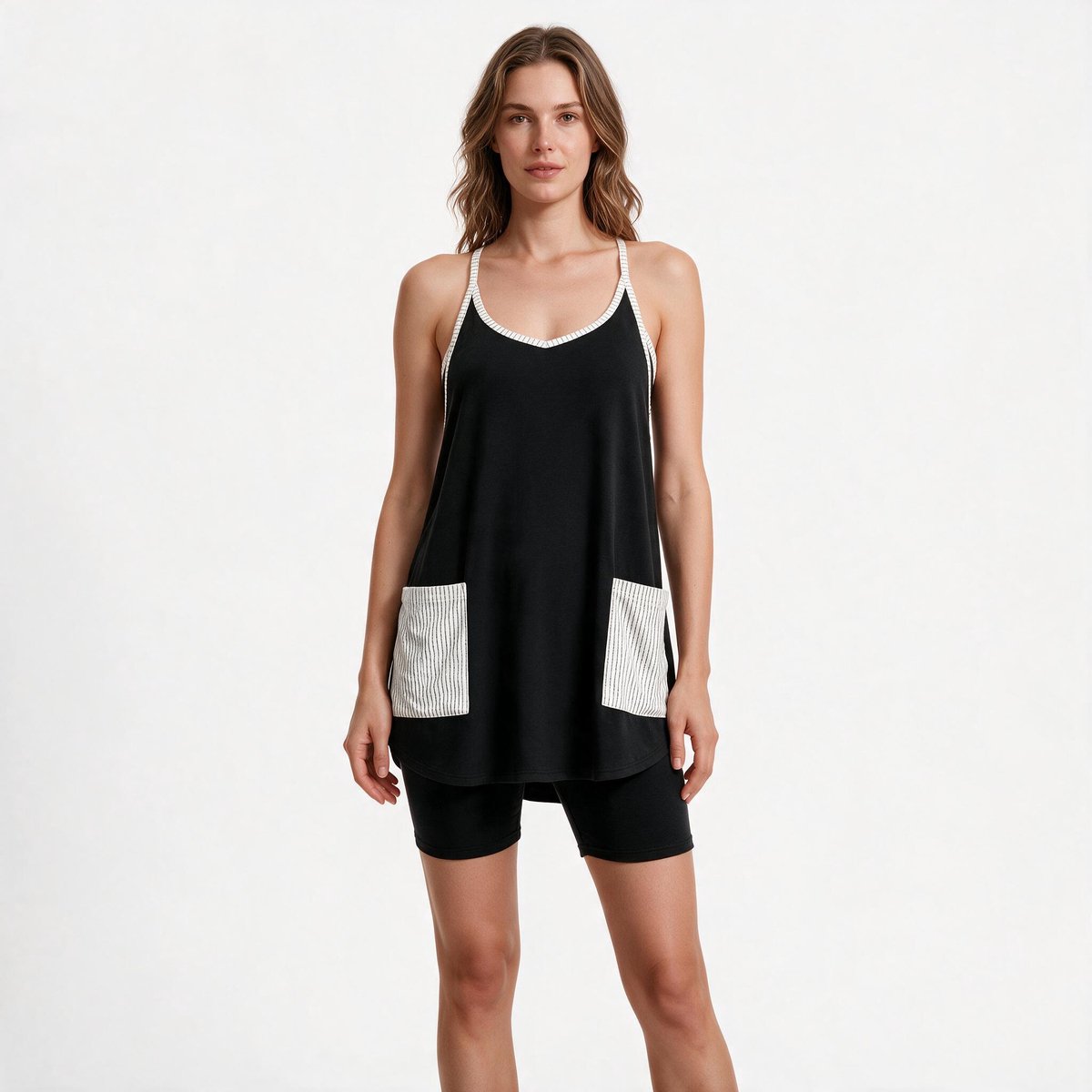 Imily Bela Dames Lange Tanktop met Contrasterende Zakken