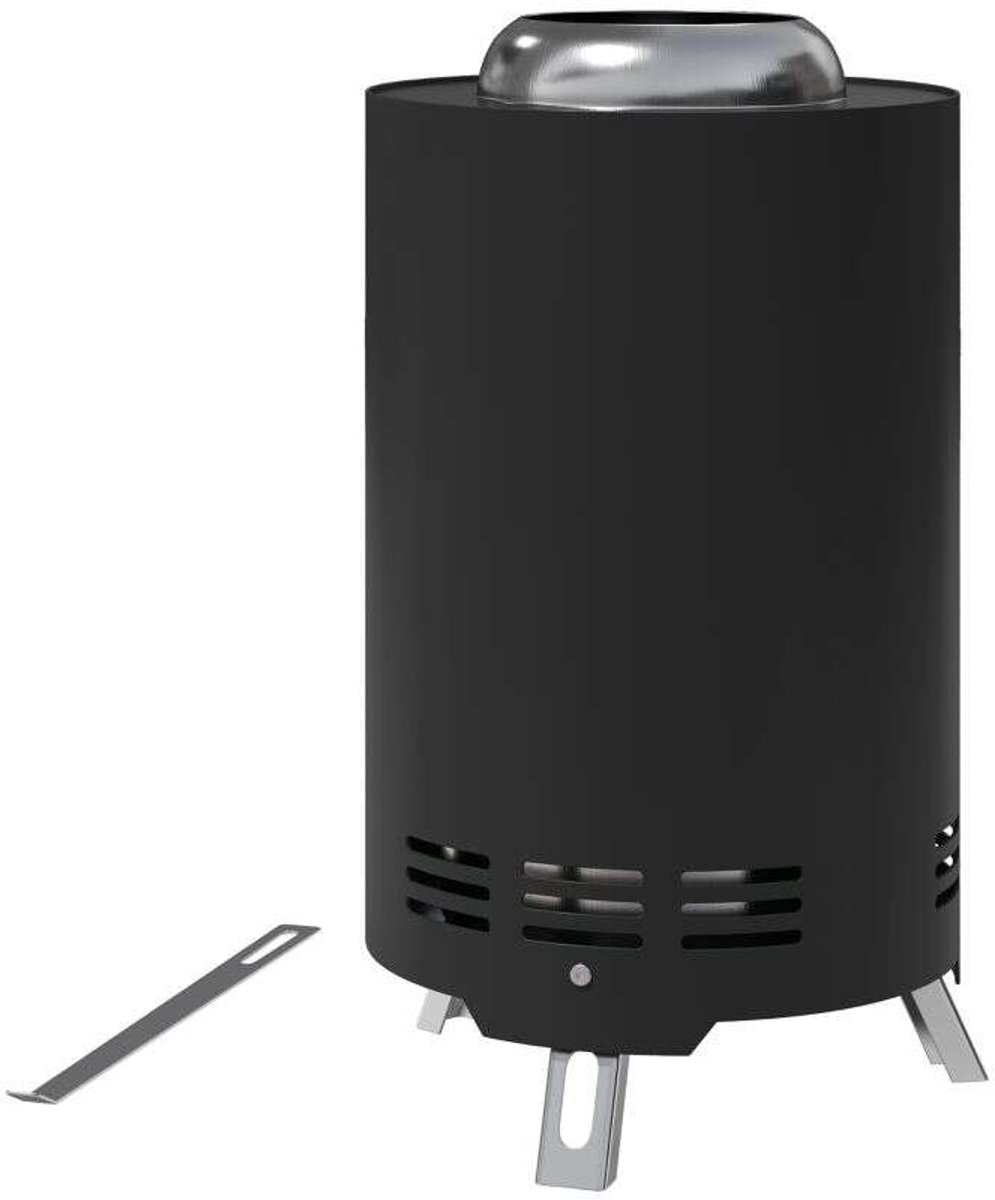 Vuurkorf 16 × 16 × 25 cm Zwart Metaal stabiel en duurzaam gemakkelijk mee te nemen geschikt voor camping en buitengebruik voor verwarming en barbecue in tuin, terras en balkon