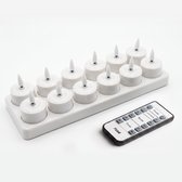 Fidali Led Kaarsen met Afstandsbediening - Oplaadbare Waxinelichtjes 12x - Dimbaar met Timer - Theelichtjes Oplaadbaar - Flikkerende Vlam - Kerst Kaarsen