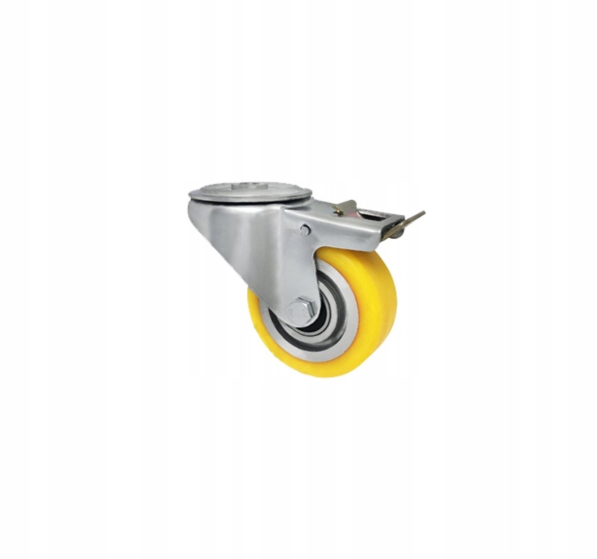 Aluminium-polyurethaan wiel met rem, Ø80mm