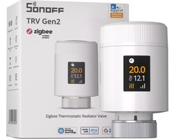 SONOFF TRV-ZBT Gen2 Zigbee-thermostatische radiatorkraan,kleiner,IPS kleuren‑display,Ultrastille werking,Kalk‑ & vorstbeveiliging, kinderslot,3 onafhankelijke temperatuurprogramma's