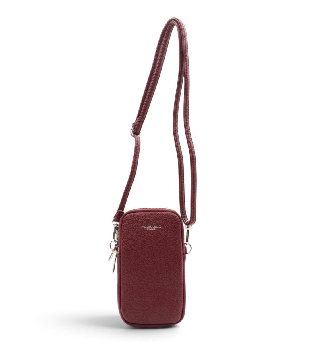 Flora & Co - Paris - Handig Crossbody hand/telefoontasje voor mobiel - gsm - bordeaux - 2 vakken