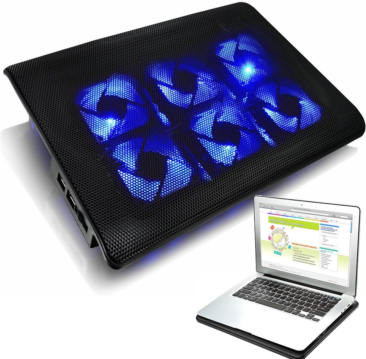 Laptopkoelpad - Gaming-Koelerpad Met 6 Stille Ventilatoren & Led-Verlichting - Gaming-Laptop Koelpadstandaard