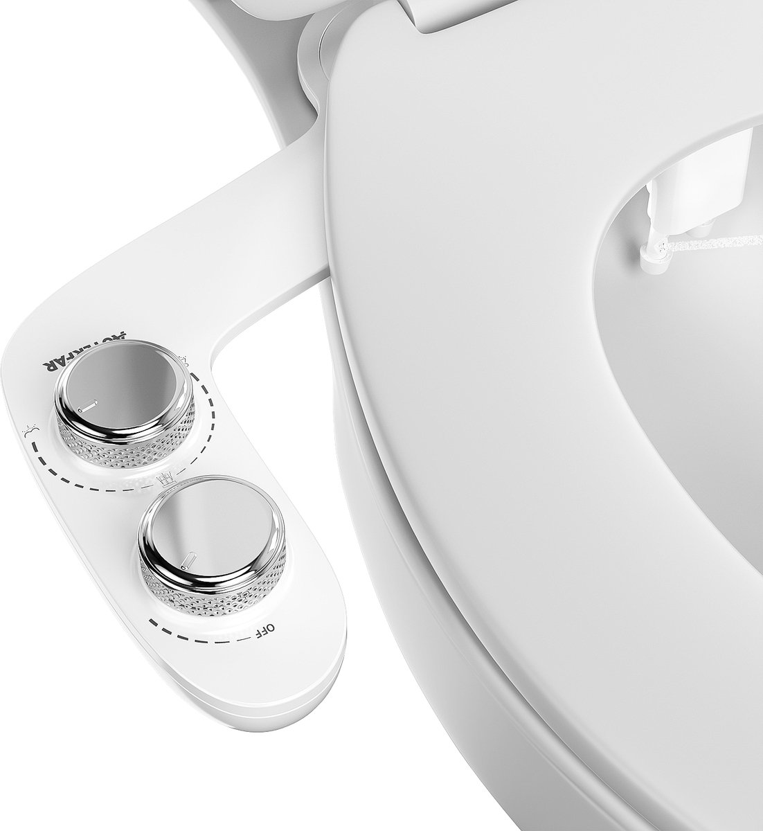 Auralum Max Zelfreinigende Bidetsproeier - 3 Functies (Bil, Vrouw, Zelfreiniging) - Instelbare Waterdruk - Niet-Elektrisch - Toilet Bidet Opzetstuk - Universeel Passend - Wit&Chroom