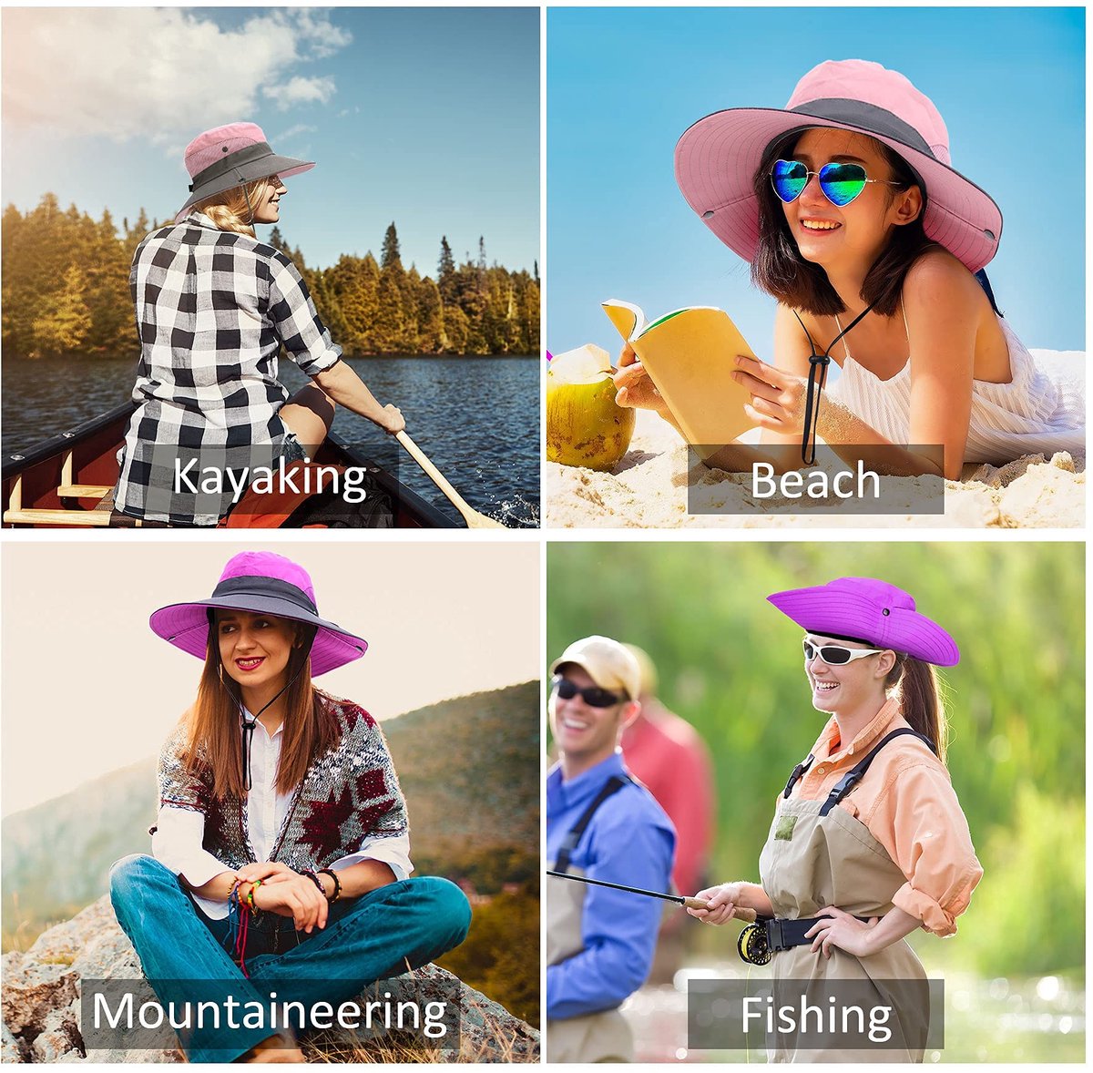 Zonnehoed kind - Bucket Hat - UV Bescherming - Zonnepet met Brede Rand en Paardenstaart Opening - Perfect voor Paardenstaarten, Sneldrogend - Ademend Strand en Outdoor Hoed