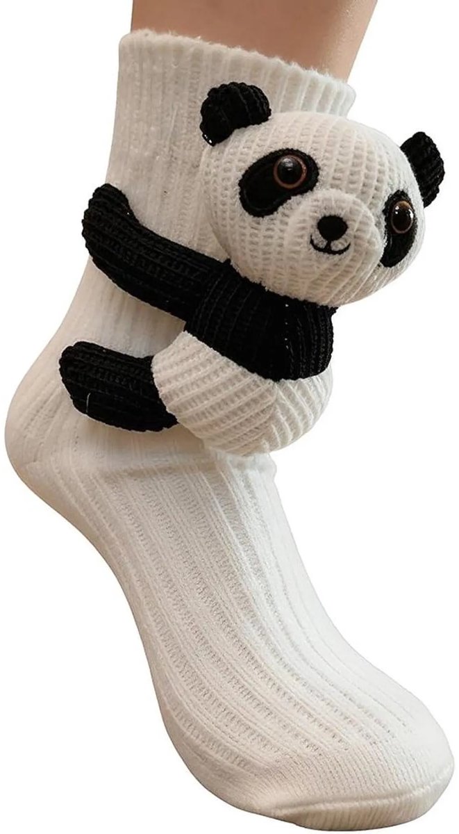 Casalora – Sokken Dames – 3D Dieren Sokken – Gebreide Panda Sokken – Warme Wintersokken – Eén Maat – Casual Katoenen Sokken