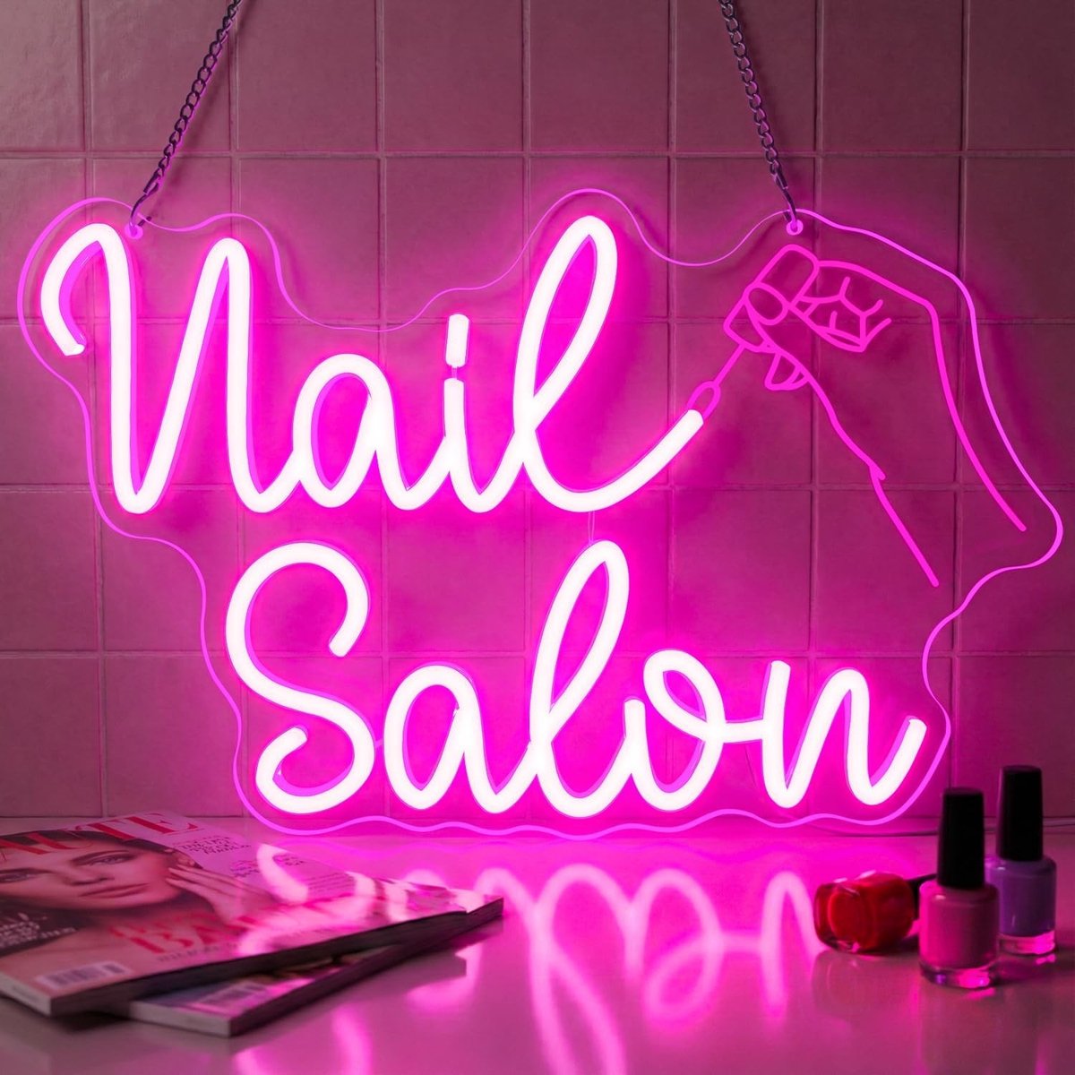 Neonlichtbord - Nagelsalon - 38 x 34 x 1,5 cm - LED Neonverlichting met Dimbare Helderheid - Voor Winkels en Thuis