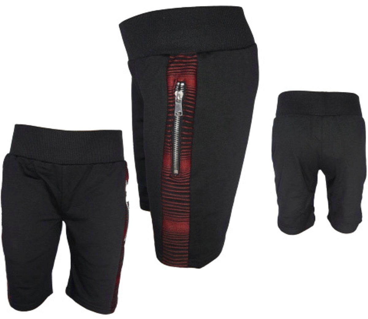 Korte broek jongens rood - Zwart - 98/104