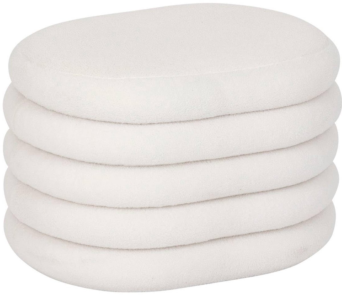 Famanu Poef met kist van stof, wit, 59 x 45 cm, multifunctionele opbergoplossing