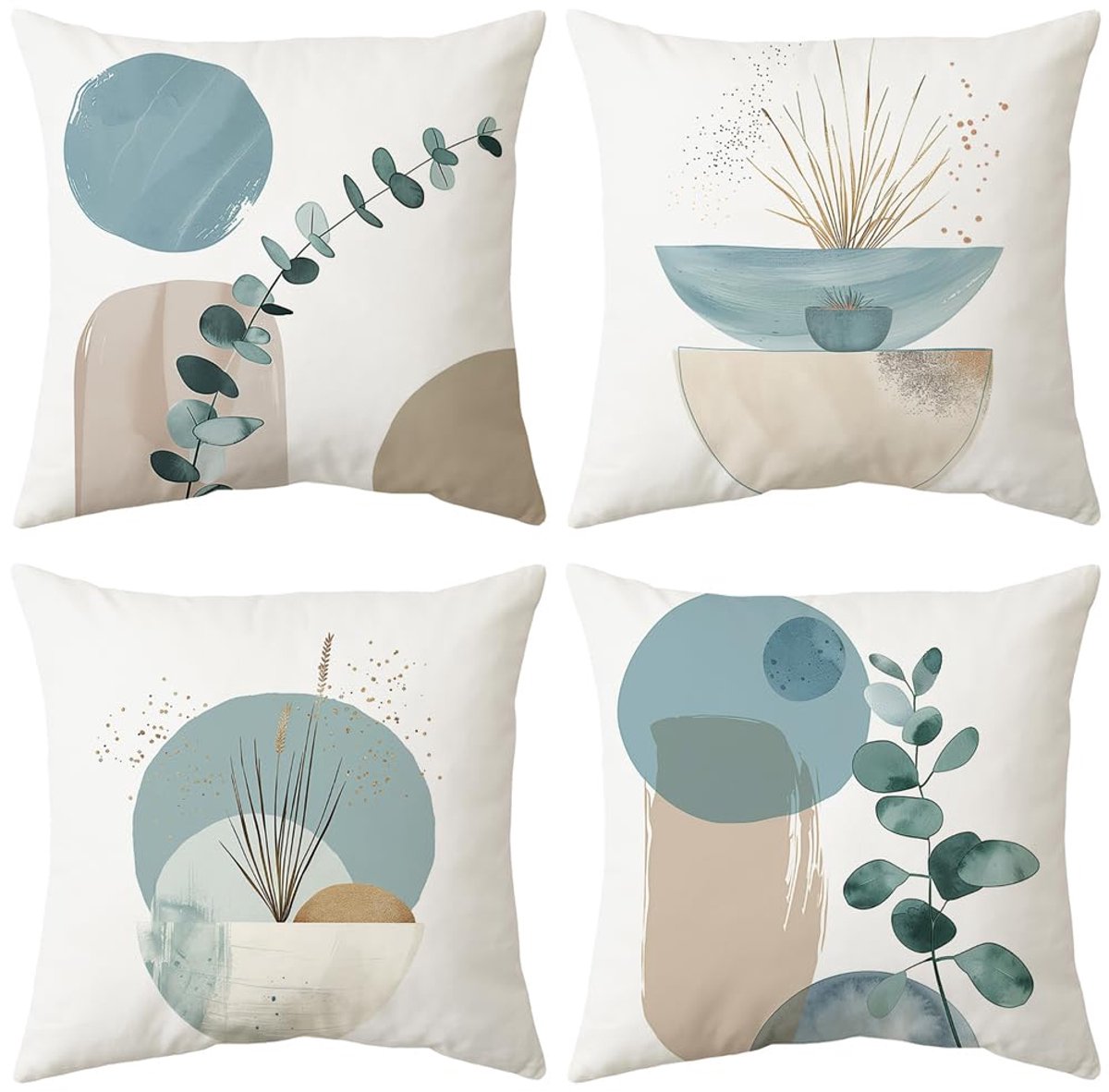 Famanu Set van 4 decoratieve kussenslopen van 45 x 45 cm, fluwelen kussenhoezen met verborgen ritssluiting, ideaal voor slaapkamer, kantoor, tuin en bank Zwart