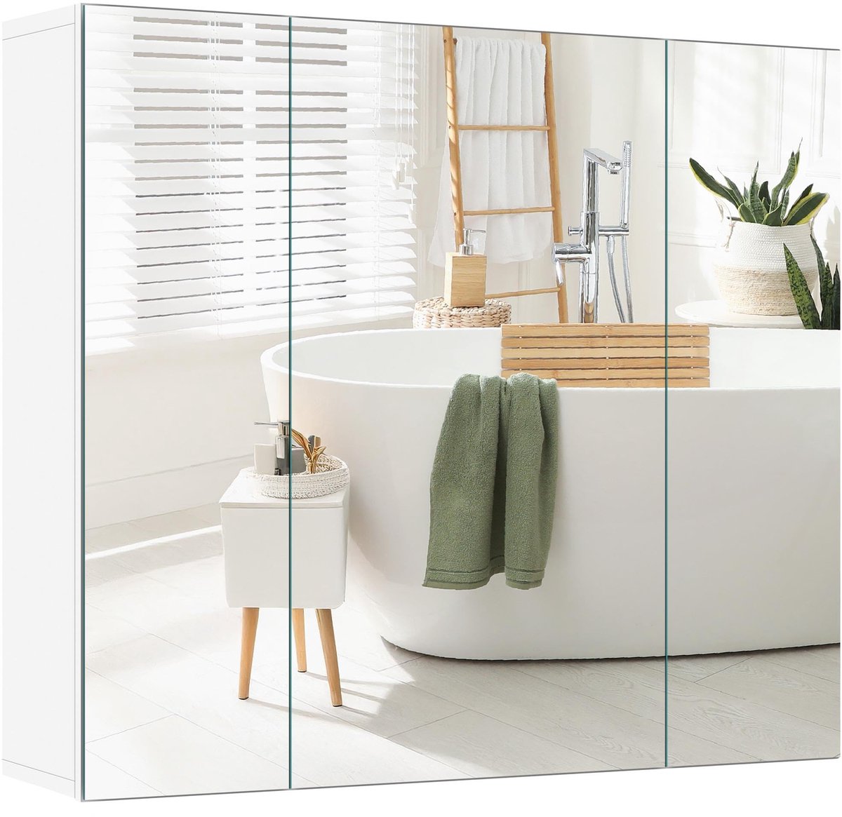 Famanu – Badkamerkast met spiegeldeur, wandkast en opbergruimte, 71 x 15 x 61 cm, ideaal voor het organiseren van badkameraccessoires