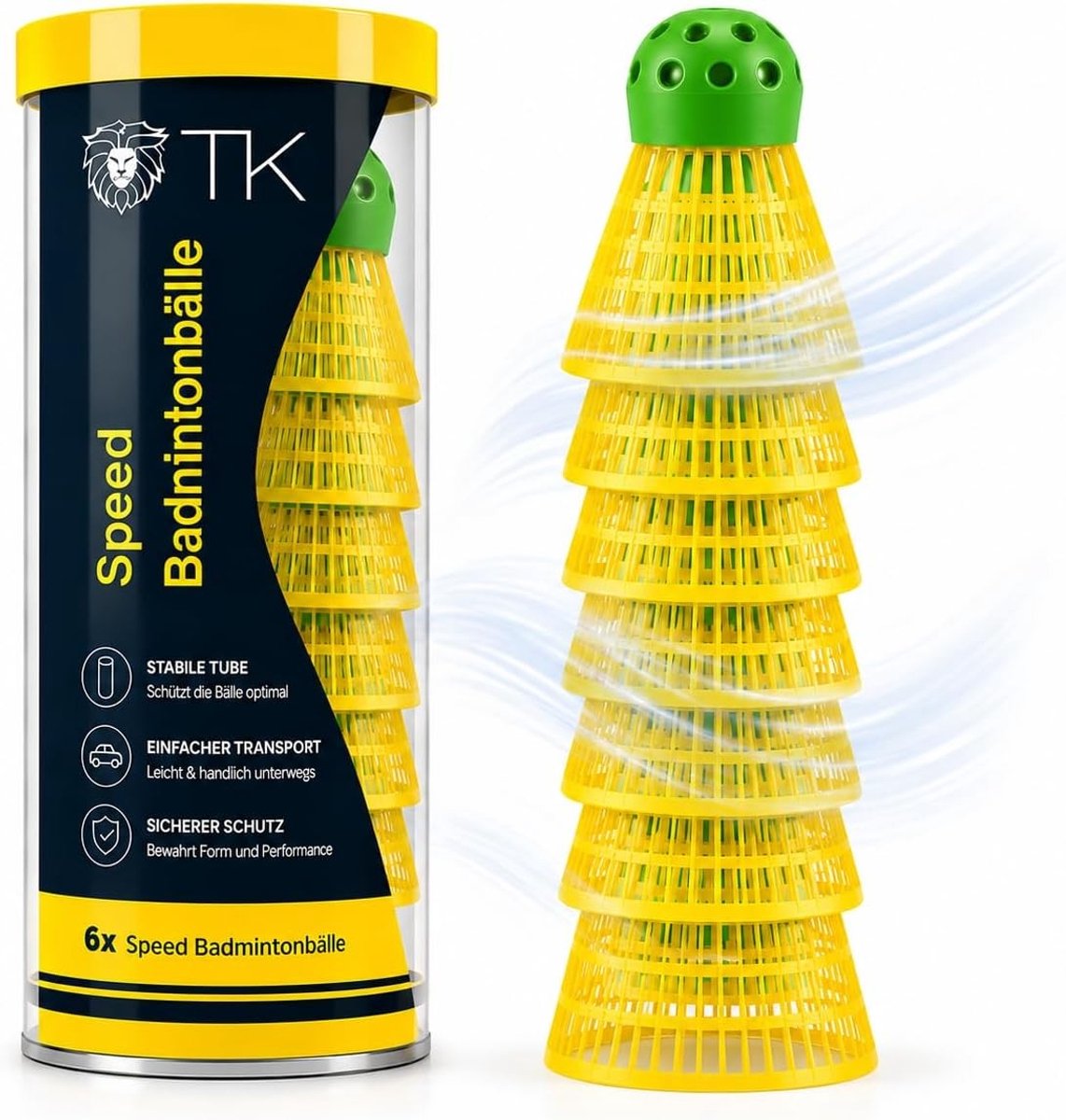 Speed Badmintonshuttles - Geel - 7 cm - Nylon met Kurken Kop - Voor Training en Wedstrijd