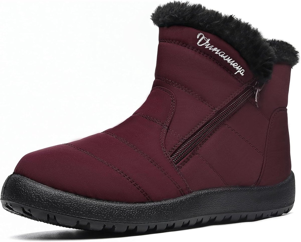 Warme Winterlaarzen - Rood - 37.5 EU - Volledig Bont Gevoerd - Voor Dames