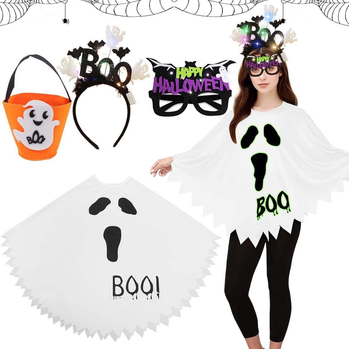 Halloween Kostuum Dames met Pompoenprint - Creepy Cape voor Feestelijke Halloween Outfit