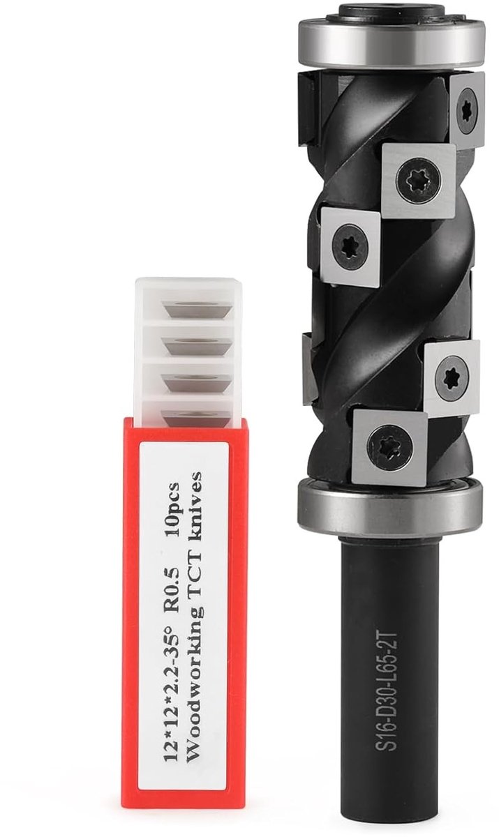 Inverterende Freesplaten, 16 mm Shank, 30 mm Snijdiameter, Spiral Groef Cutter, Voor Router en Houtbewerking met Carbide Snijbladen en Kogellagers