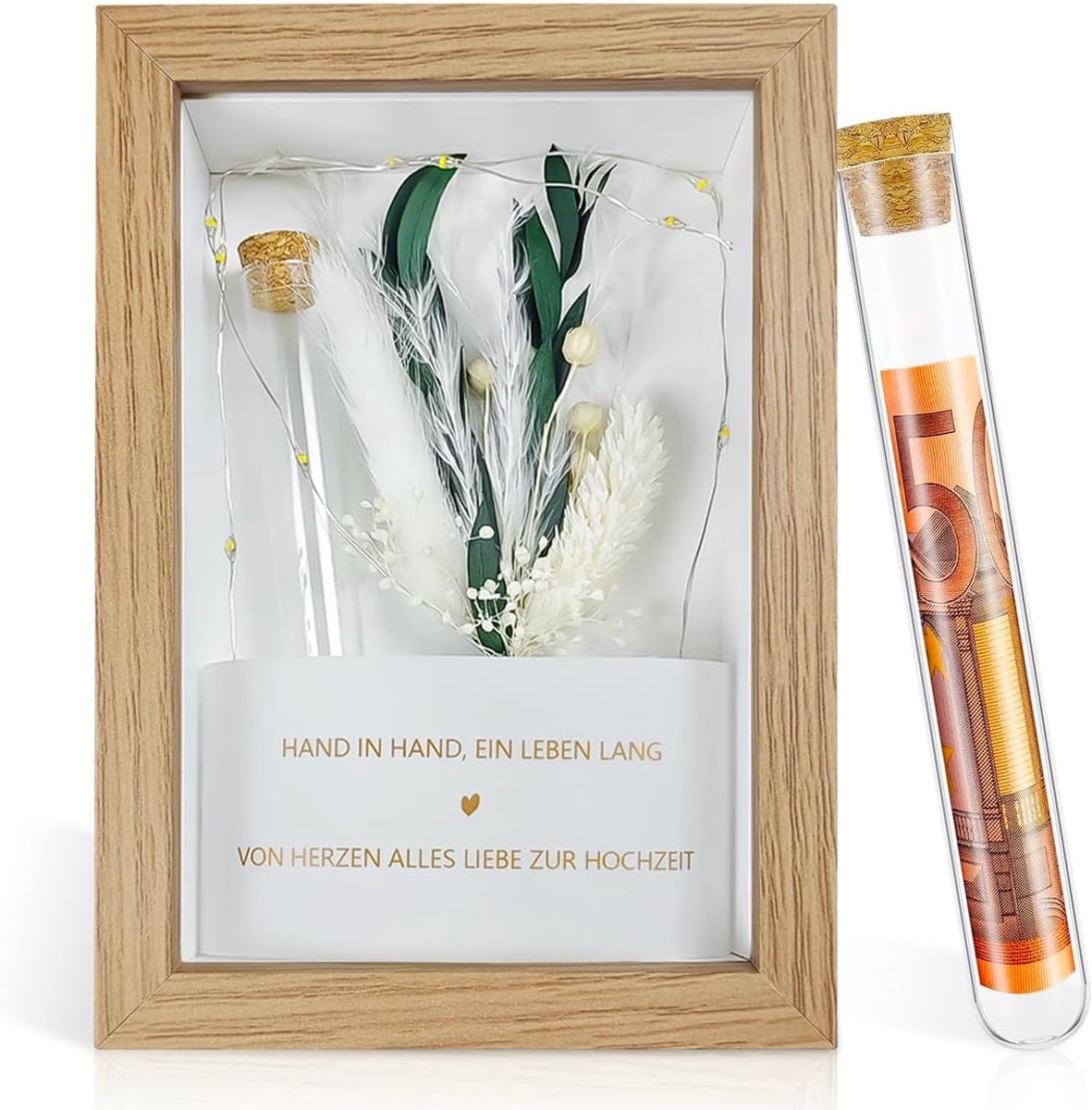 Huwelijksgeschenken voor bruidspaars - huwelijksgeschenken voor geldgeschenken - waaronder droogbloemen - houten kisten - reageerbuisjes - geschikt als verlovings- en gouden huwelijksgeschenken