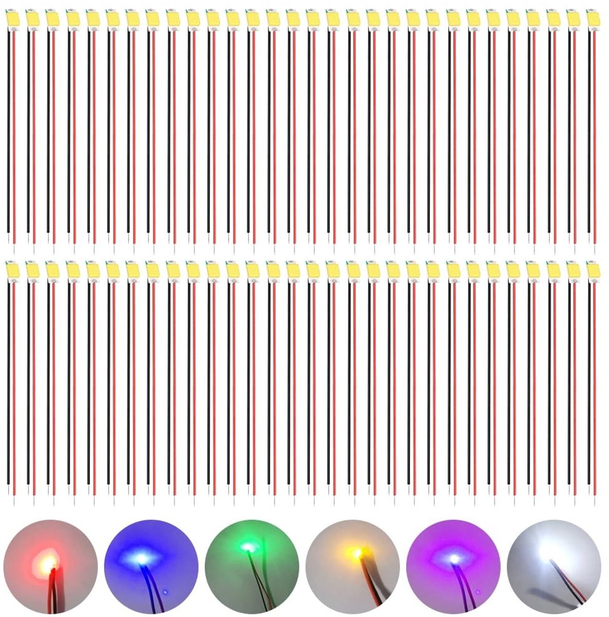 60 Stuks 0805 Micro LED Diodes Licht, 16 cm, Voorgeassembleerde SMD Verlichting, Mini Transparante Diodes, Assortiment Kit voor DIY Modelbouw en Decoratie Verlichting in Rood