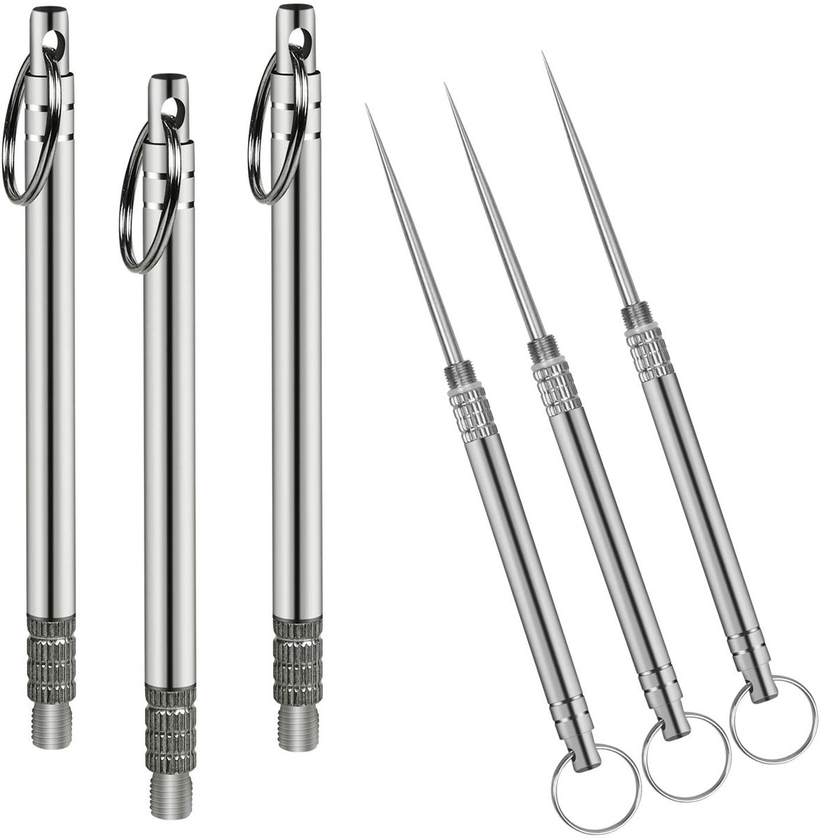 3 stuks draagbare titanium tandenstokers, metalen zak tandenstoker, roestvrijstalen tandenstoker, herbruikbare - ShopVlot