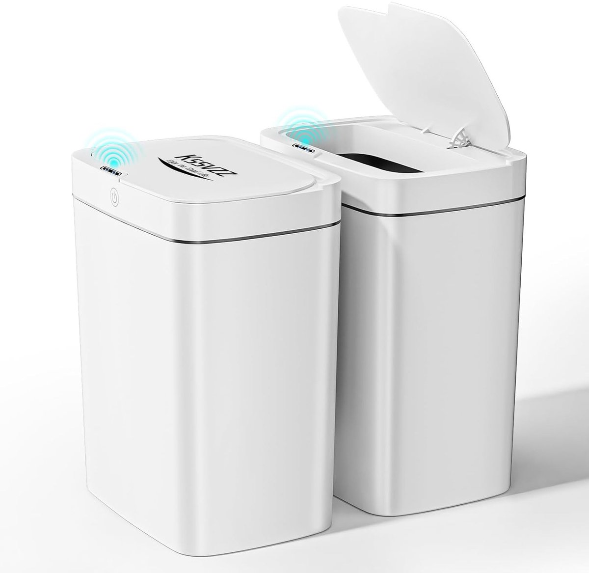 Set van 2 Stuks Sensor Afvalbakken 15L - Waterdichte Elektrische Prullenbakken met Automatische Deksel voor Keuken, Badkamer en Kantoor