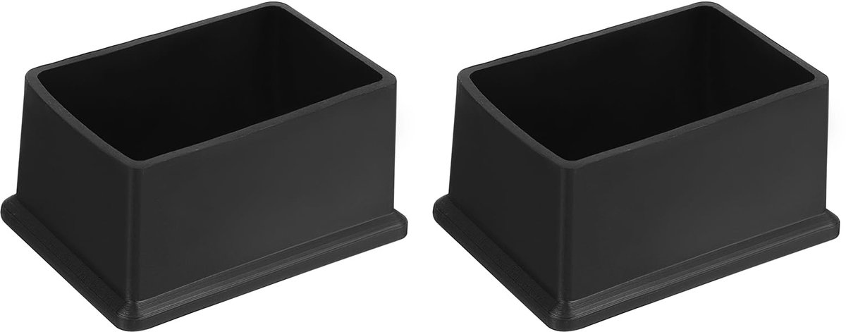 Set van 2 PVC vierkante meubelpootdoppen 60mm x 40mm zwart