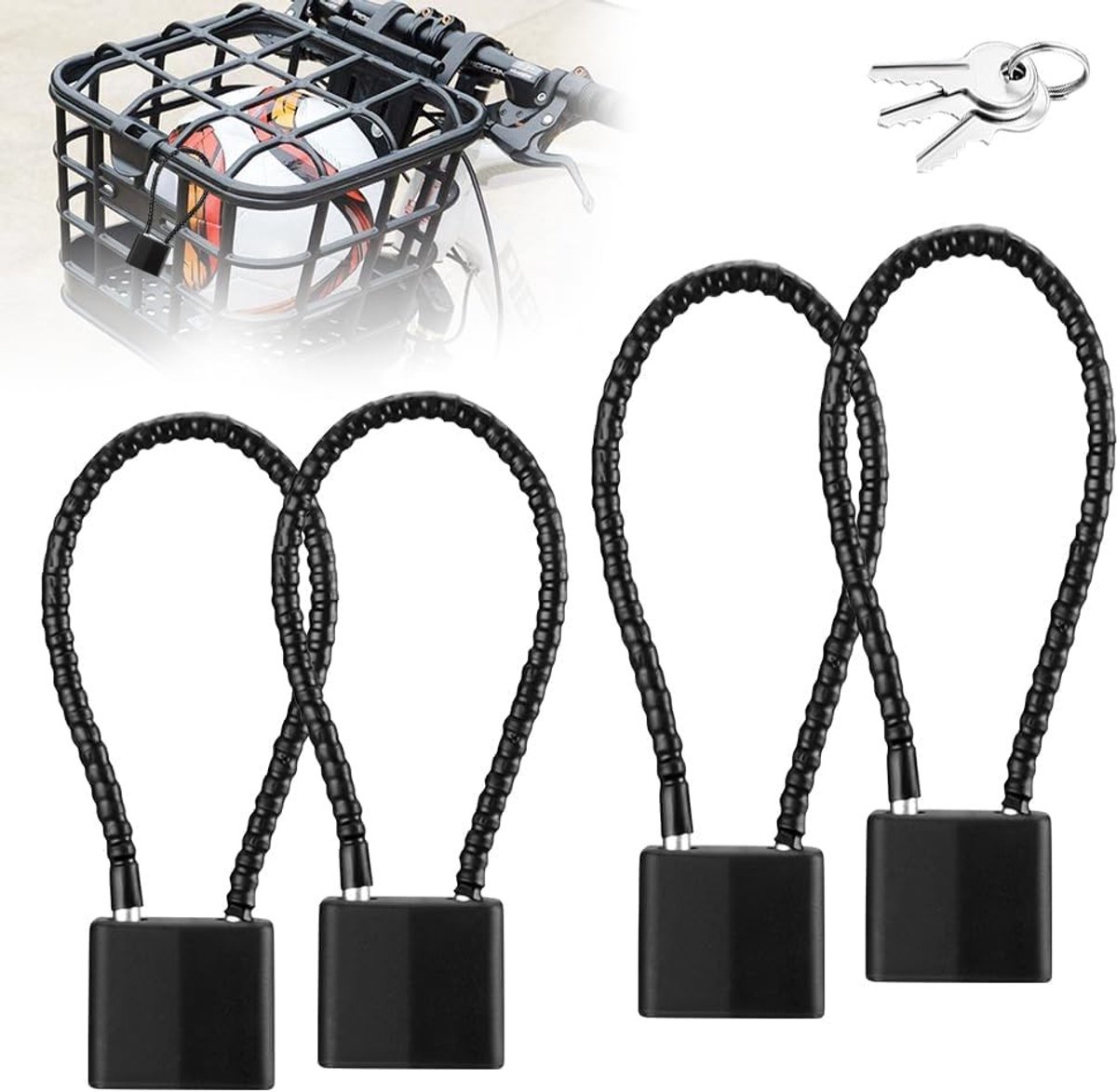 Fietsslot Kind - Zwart - 20 cm en 28 cm - Robuust en Snijbestendig - Voor Fiets en Koffers
