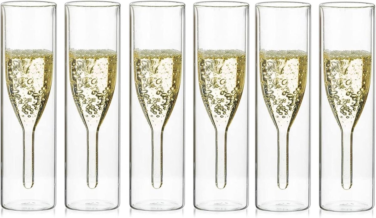 Wijnglazen zonder voet - Transparant - 200 ml - Dubbelwandig ontwerp - Voor Feesten en Bruiloften