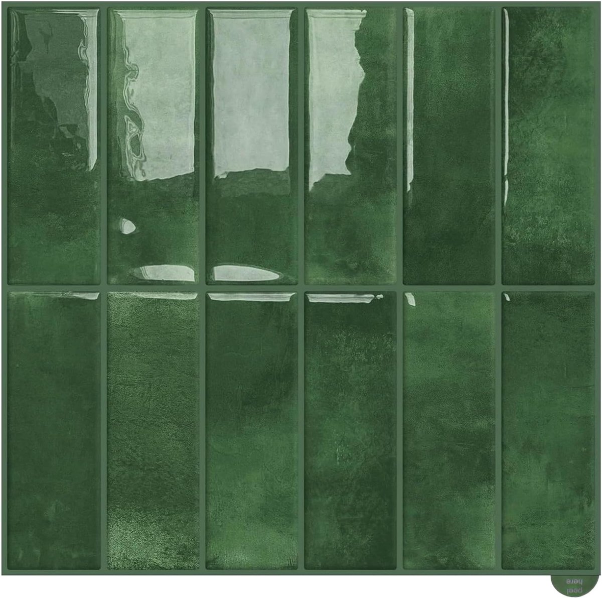 Zelfklevende Tegelstickers - Groene Metro Tegels - Tegelfolie voor Keuken en Badkamer - Rechthoekig 30.5x30.5 cm 6 Stuks (zeewier groen)