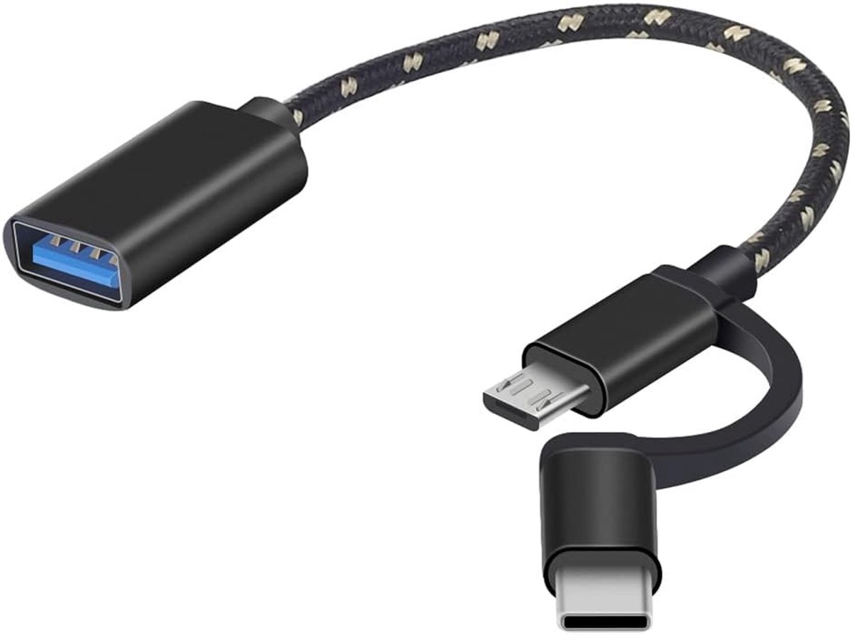 2-in-1 USB C en Micro naar USB Adapter voor iMac, Android en Samsung Galaxy - Snelle Gegevensoverdracht en Oplaadfunctie