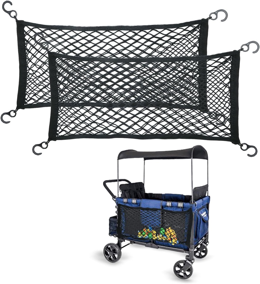 2 Stuks Baby Kinderwagen Luggage Net, Stevige en Rekbare Bagage Net voor Kinderwagens, Geschikt voor Grote Capaciteit en Diverse Modellen