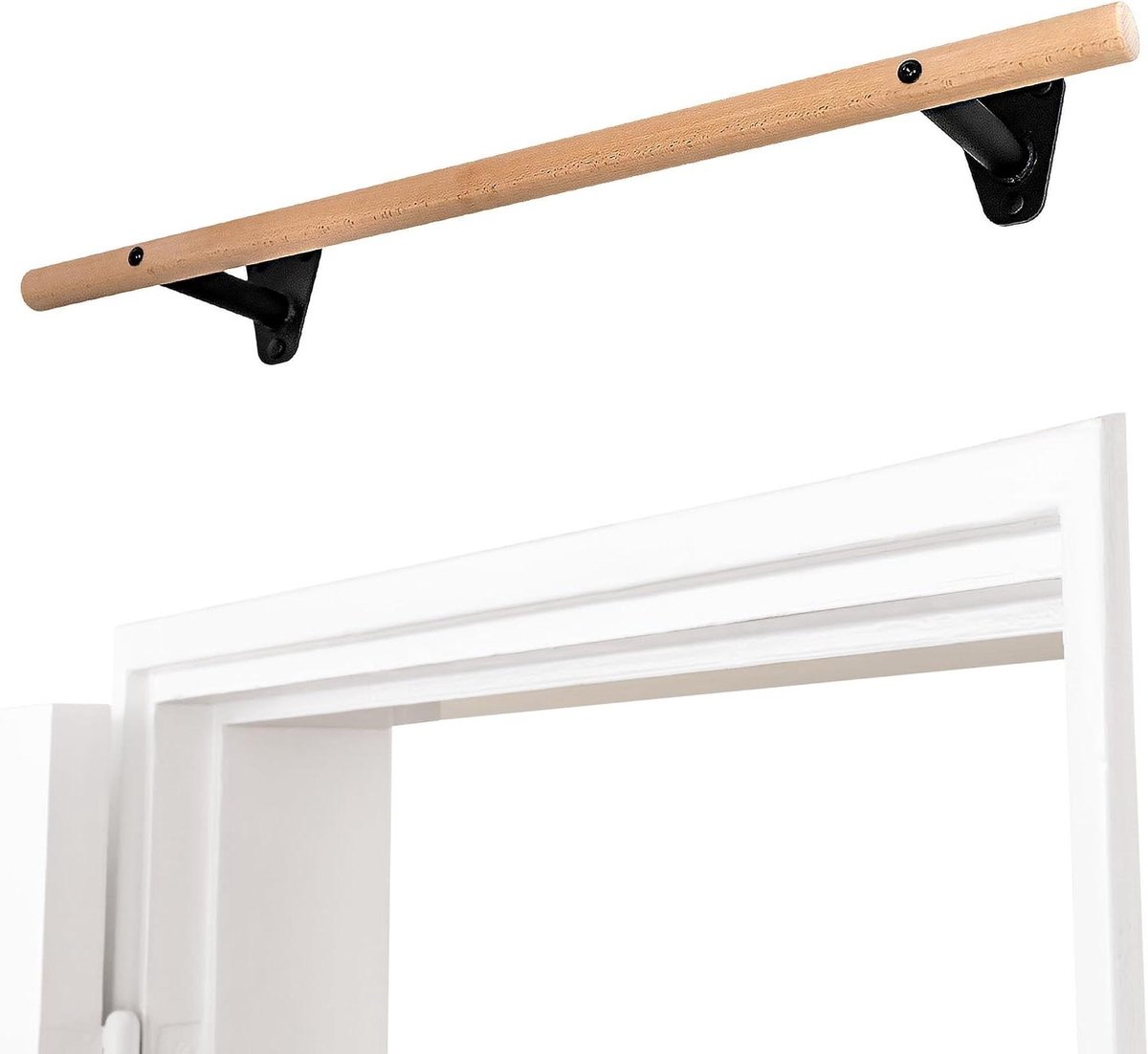 Optrekstang Hout - Wandmontage Rekstok - Krachtopbouw Training - Brede Handgreep - 100 cm Breed - Grijs