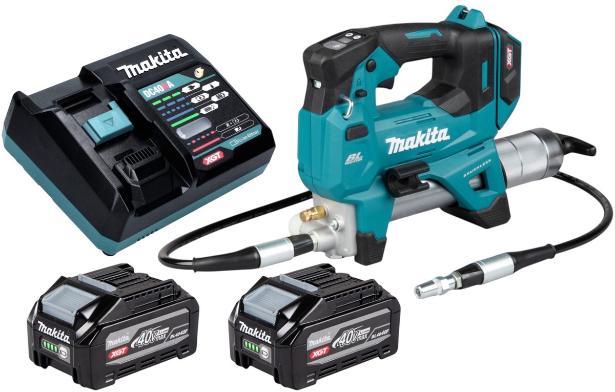 Makita GP 001 GU201 accu-vetpomp 40 V max. 690 bar borstelloos + 2x accu 4,0 Ah + oplader