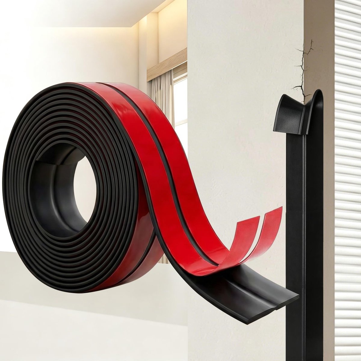 Elzusha- Plint Zelfklevend - Waterdichte Hoeklijst - Flexibele PVC - 3 m x 40 mm - Geschikt voor Keuken/Badkamer - Eenvoudige Montage